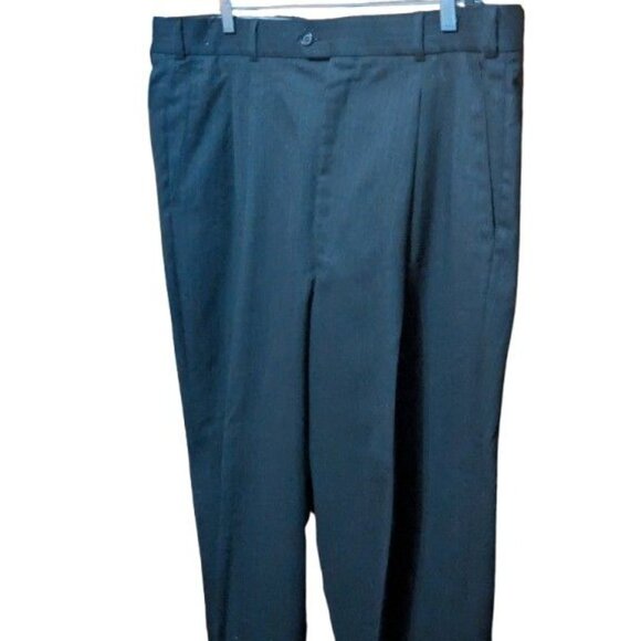 John Weitz Suit Black Pinstripe 100% Wool 44 L Read Measurements Jacket & Pants - Picture 10 of 12